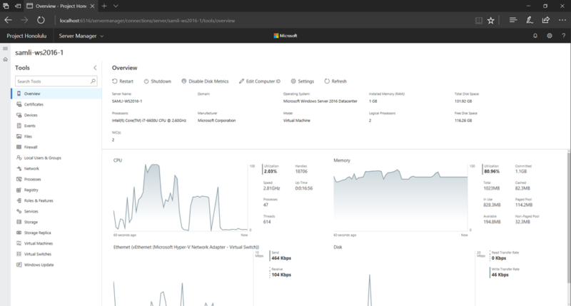 Project Honolulu – новый интерфейс администрирования серверов от Microsoft